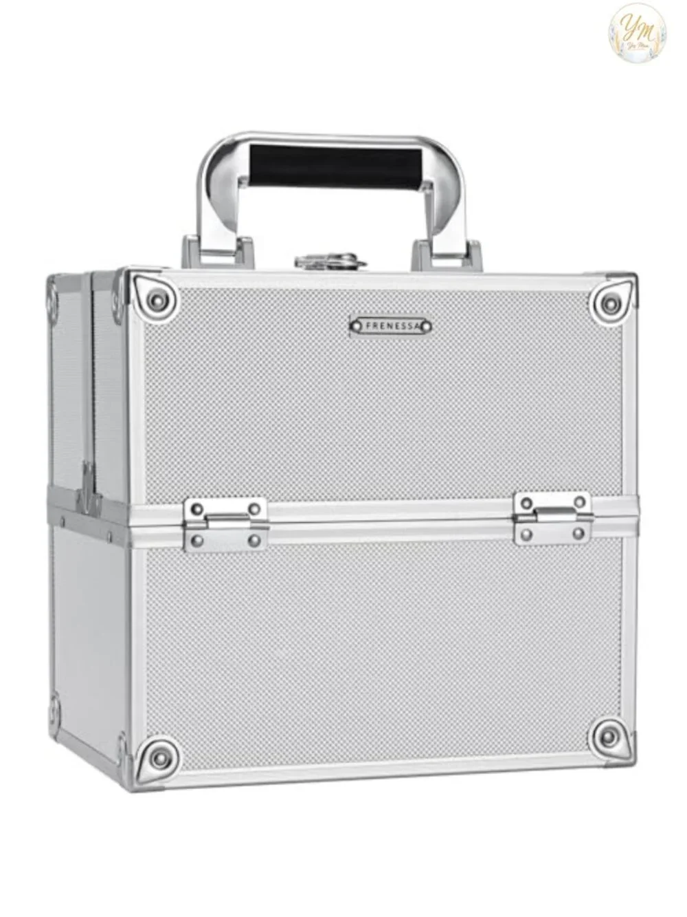 Hard Makeup Train Case with Lock 4 Trays Cosmetic Organizer Travel Vanity Box